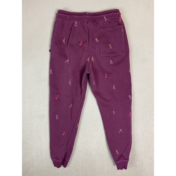 Jordan Essentials Pants Mens M Burgundy All Over Print Tapered Jogger Sweatpants - Picture 14 of 15